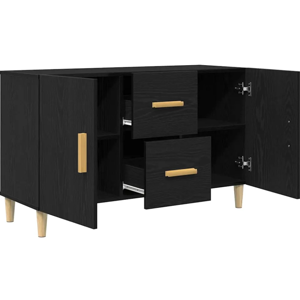 vidaXL Dressoir 100x36x60 cm spaanplaat zwart eikenkleurig, foto 4