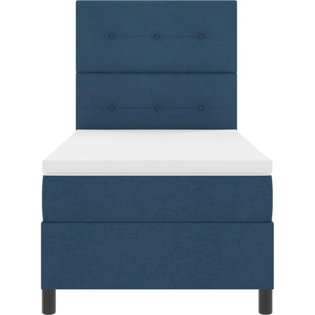 vidaXL Boxspring bed met LED-stripverlichting Blauw 80 x 200 cm Stof