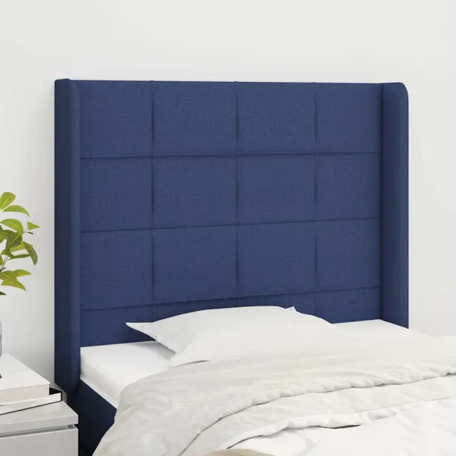 vidaXL Hoofdbord met randen 93x16x118/128 cm stof blauw