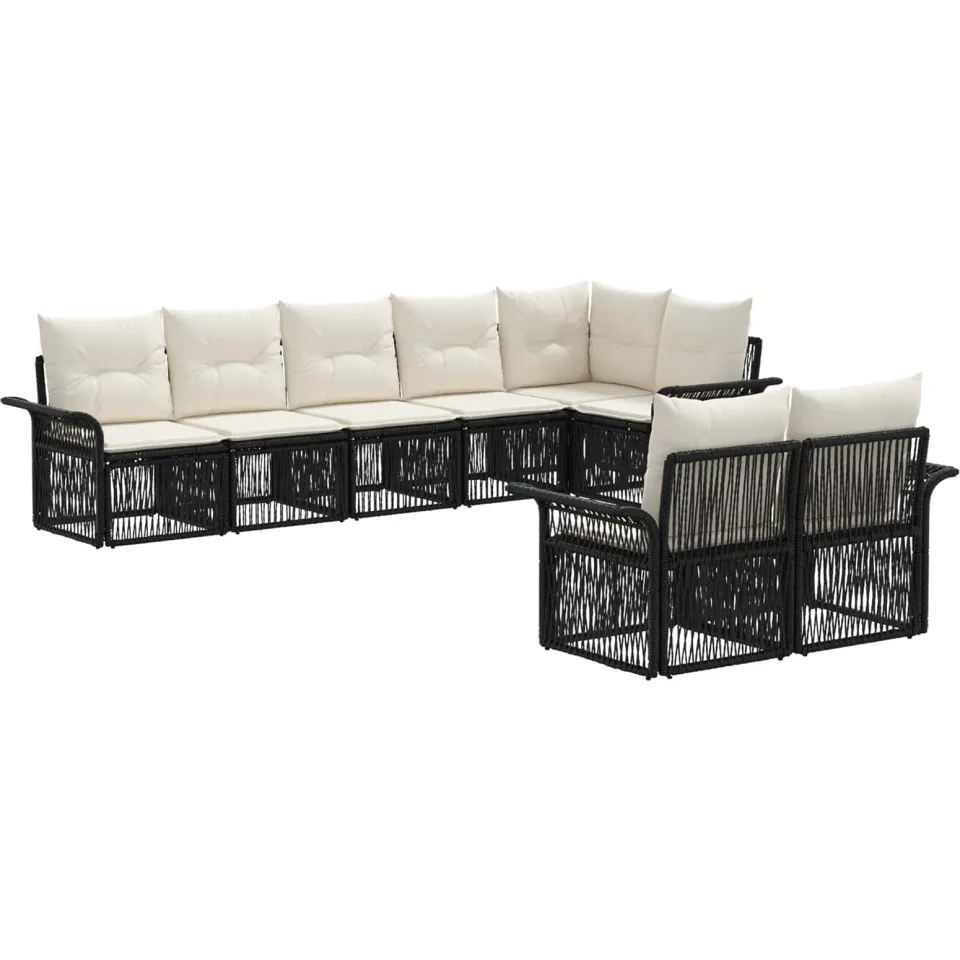 vidaXL Tuinbankenset 8 st 8-zits Zwart poly rattan, foto 3