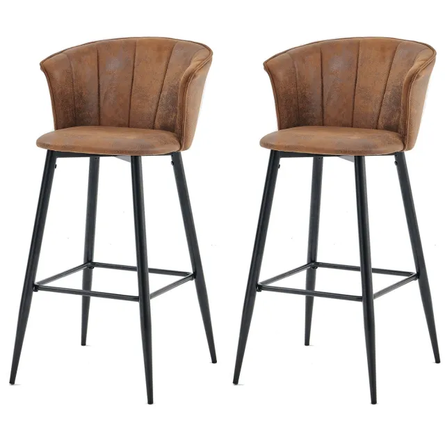 MEUBLE COSY Meubles Cosy Barstoelen - Set Van 2 Met Armleuningen Industrieel Design Imitatie Suède - Bruin