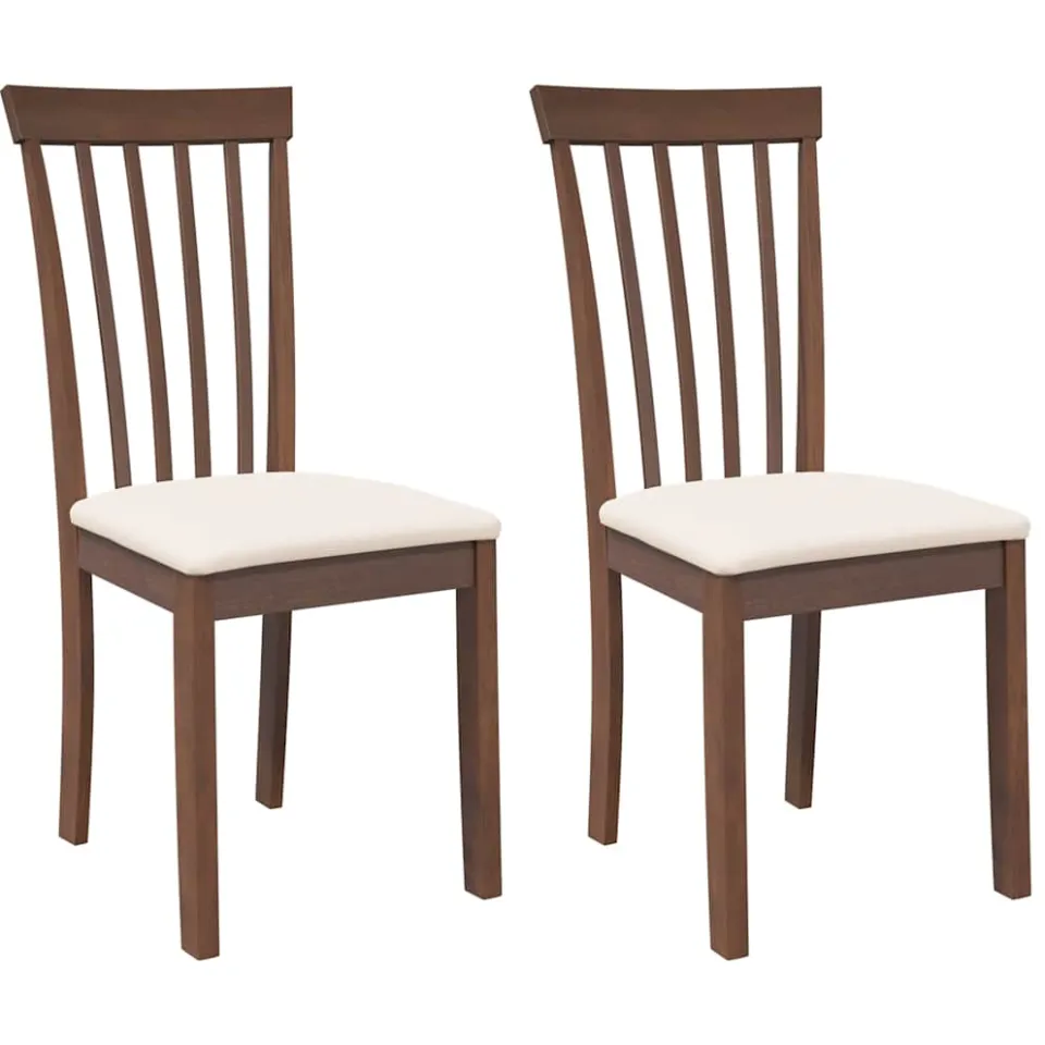vidaXL Eetkamerstoelen met kussens 2 st massief hout rubber bruin