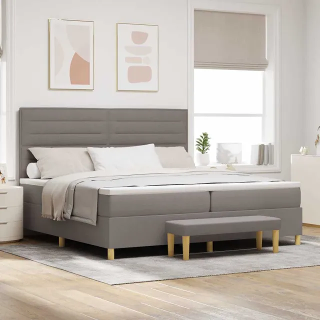 vidaXL Boxspring bed met hoofdeinde Taupe 200 x 200 cm Stof