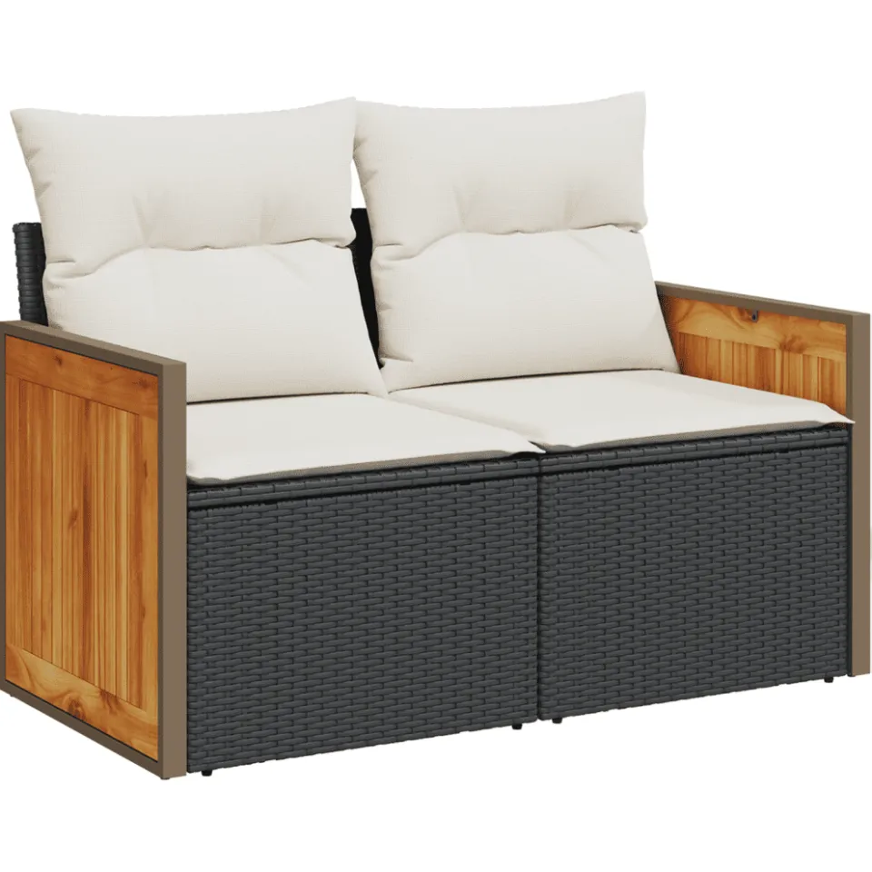 vidaXL 12-delige Loungeset met kussens poly rattan zwart, foto 4
