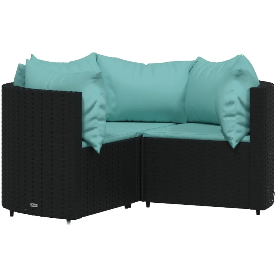 vidaXL 4-delige Loungeset met kussens poly rattan zwart, foto 3