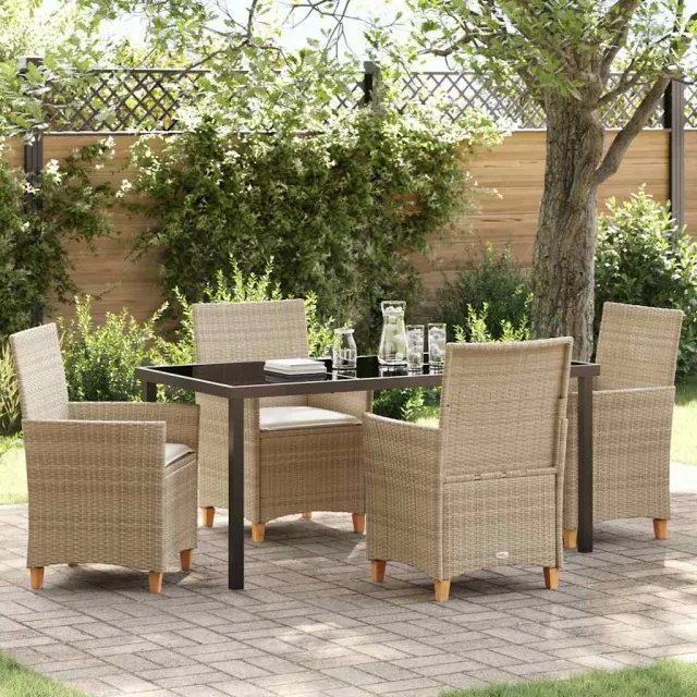 vidaXL Tuin eettafelset 5 st Beige poly rattan, foto 2