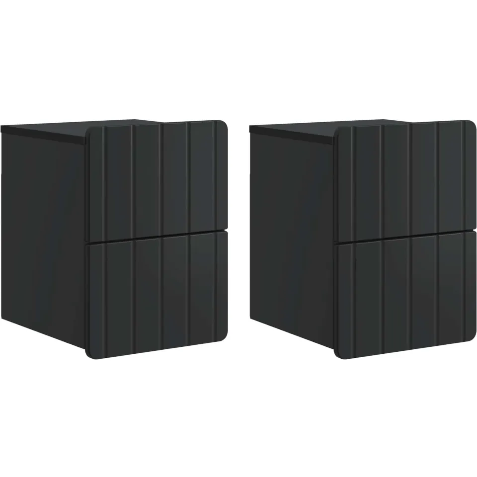 vidaXL Wandbeugel Bedkast 2 st Zwart 33 x 34,5 x 43 cm Bewerkt hout