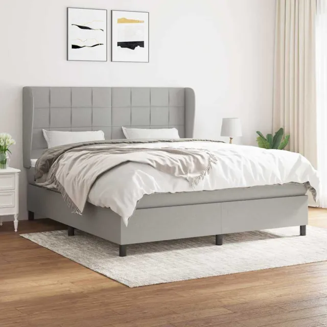 vidaXL Boxspring met matras stof lichtgrijs 160x200 cm grijs