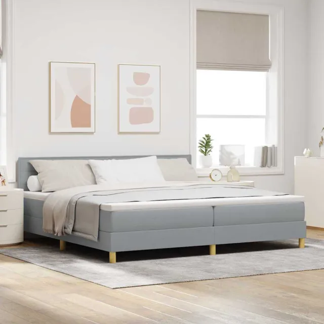 vidaXL LED Box Spring Bed met hoofdeinde Lichtgrijs 200 x 200 cm Stof grijs