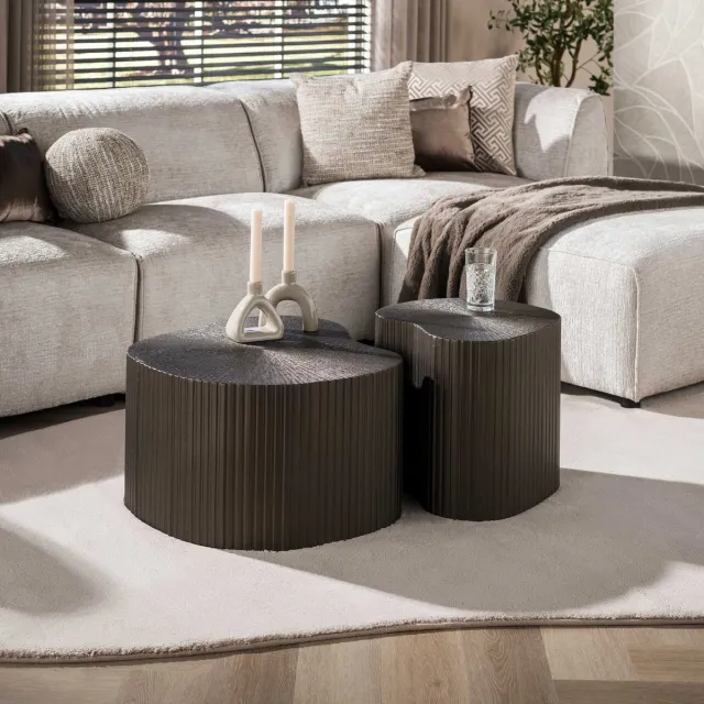PS-Collection Salontafel Set van 2 Brons Organisch - Maya Ray - salontafels rond, salontafels, salontafel zwart, salon tafel, salontafel rond, salontafel industrieel, salontafel vierkant, salontafel marmer Bruin