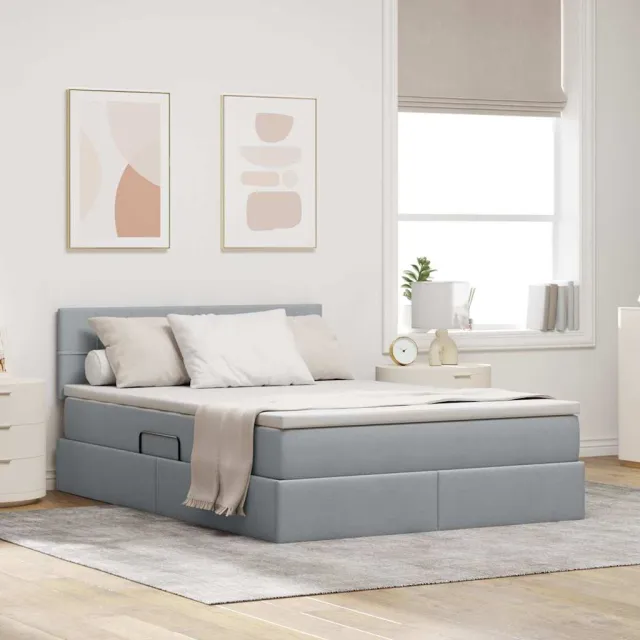 vidaXL Opbergbed met matras Lichtgrijs 140 x 190 cm fluweel