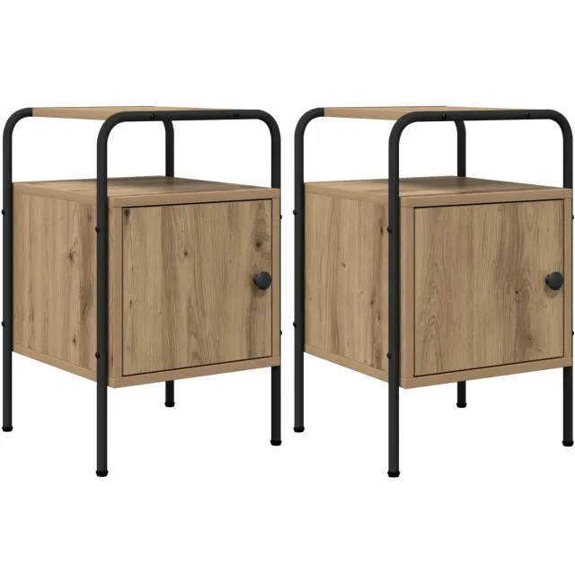vidaXL Nachtkastje 2 st Artisanaal eiken Bewerkt hout Bruin