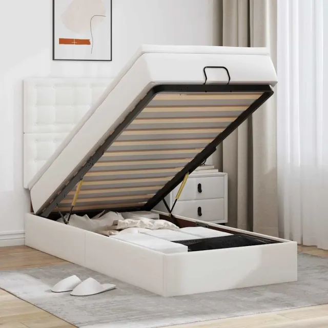 vidaXL Ottomaanse bed met matras 80x200cm kunstleer wit