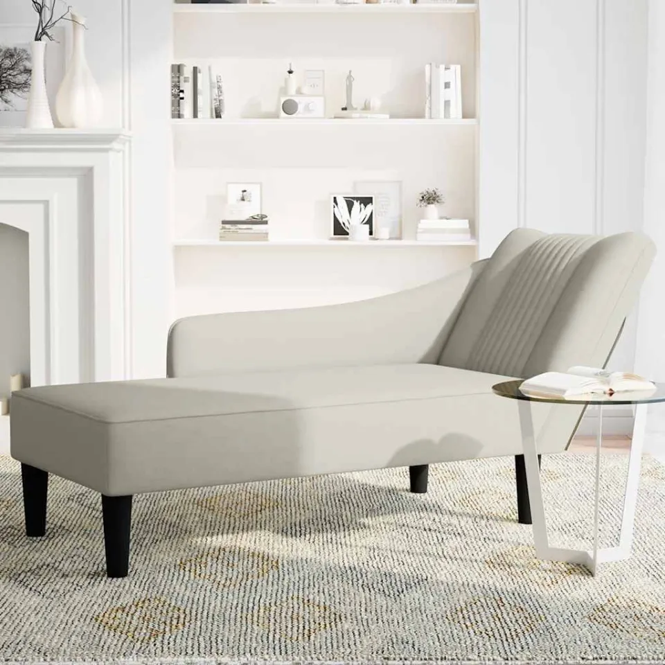 vidaXL Chaise longue met rechterarmleuning fluweel lichtgrijs grijs, foto 3