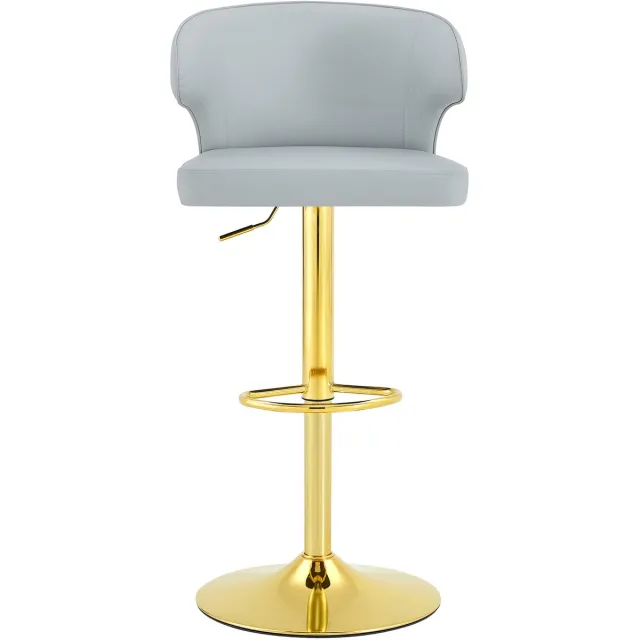 in& out door furniture 2-delige set barkrukken met rugleuning, hoogteverstelbaar, 366° draaibare barkruk met groot voetstuk en voetsteun, moderne keukenkruk voor bar, keuken, aanrecht (alleen stoelen)-Lichtgrijs+Goud