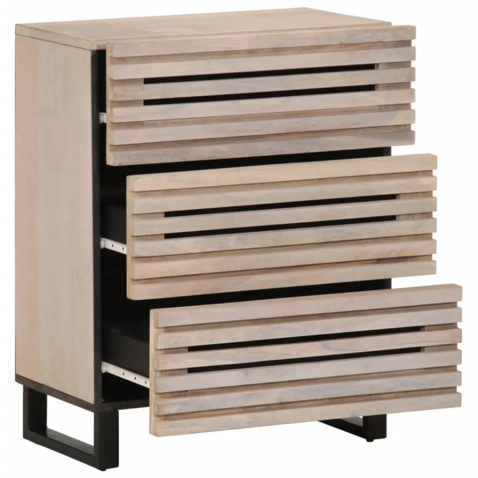 vidaXL Dressoirs 2 st 60x34x75 cm massief mangohout bruin, foto 3