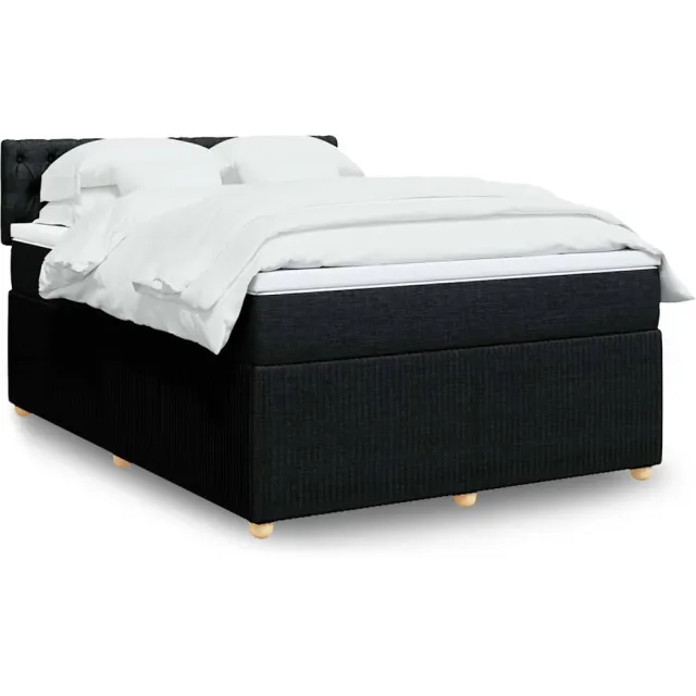vidaXL Boxspring met matras stof zwart 140x200 cm