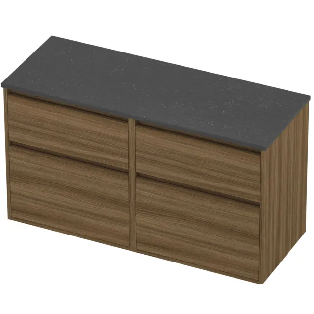 Proline Deck Badmeubelset Hardsteen Greeploos 120x46x67 cm Blue Stone Caramel Walnut Houtlook