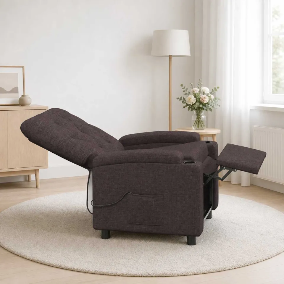vidaXL Massage-relaxstoel Donkerbruin 75 x 95 x 101 cm Stof bruin, foto 4