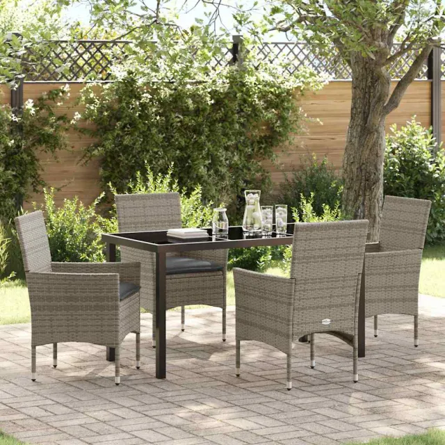 vidaXL Tuin eettafelset 5 st Grijs poly rattan