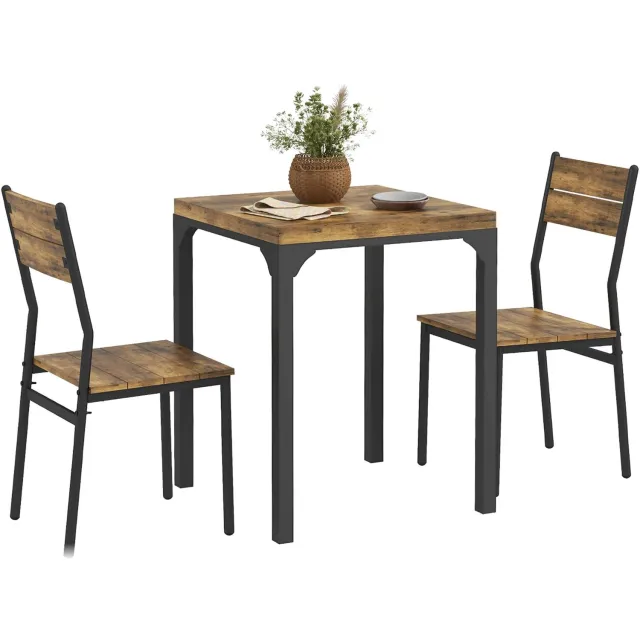 Homcom Essgruppe-MDF, Metall-60L x 60B x 76H cm-Rustikal-Braun