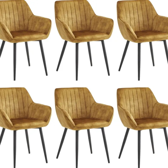 Colenis Luna Eetkamerstoel - Set Van 6 - Honey - Adoré Velvet - Met armleuning