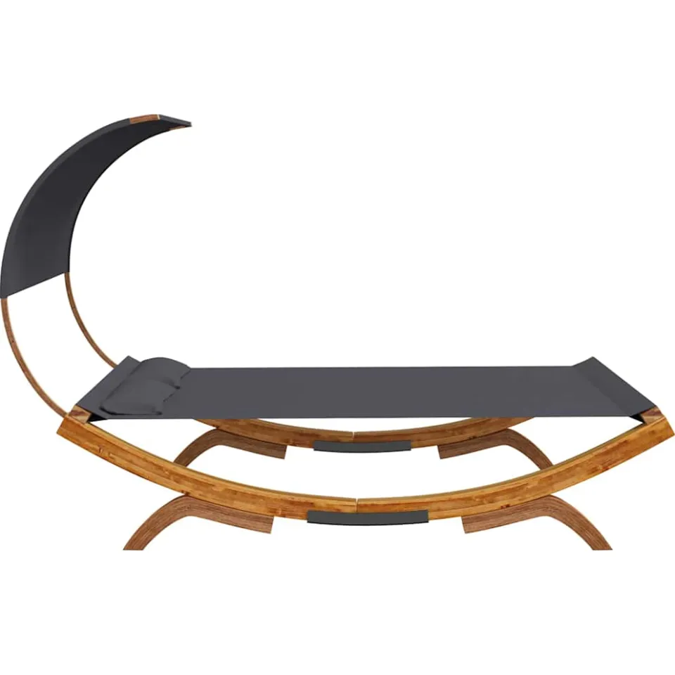 vidaXL Loungebed met luifel 165x203x126 cm gebogen hout antracietkleur, foto 3