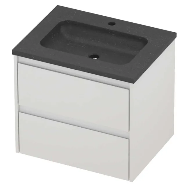 Proline Rollo Badmeubelset Hardsteen Elegant 1 Kraangat 60x46x54 cm Blue Stone Glans Wit
