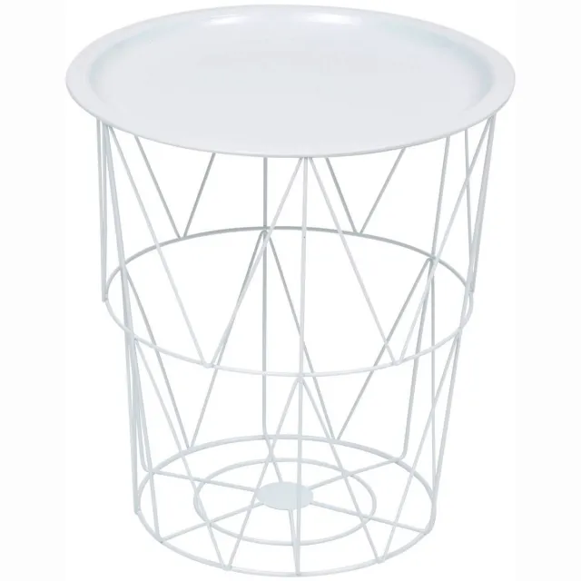 Atmosphera Créateur d'intérieur® Bijzettafel met opbergruimte, van staal met glanzende afwerking KUMI blanc