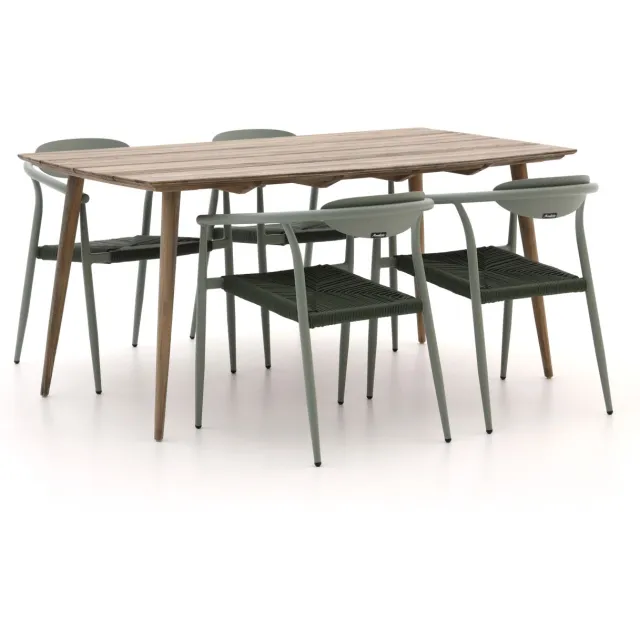 Manifesto Furniture Manifesto Cavone/ROUGH-K 160cm dining tuinset 5-delig stapelbaar Bruin