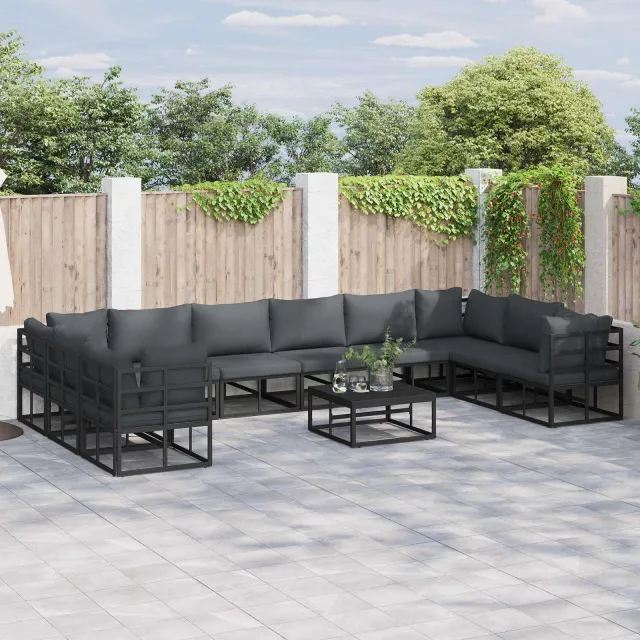 vidaXL Tuinbankenset 10 st Zwart Aluminium, foto 2