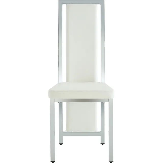 SONNENH Eetkamerstoelen set van 2 - Wit PU-kunstleer - Zilverkleurig metalen frame - Hoge rug - 109 cm hoog Wit met zilverkleurig frame