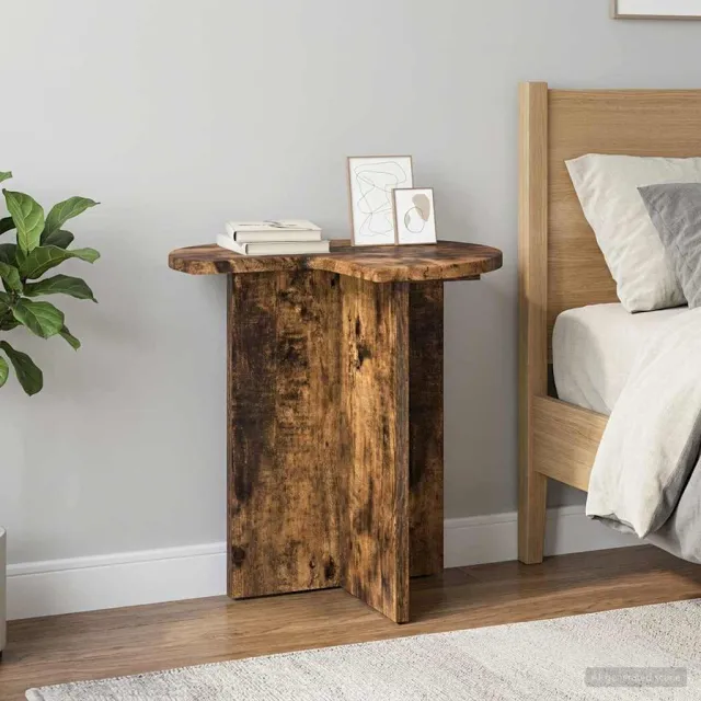 vidaXL Bijzettafel 2 st Gerookt eiken Ø 39 x 38 cm Bewerkt hout Bruin