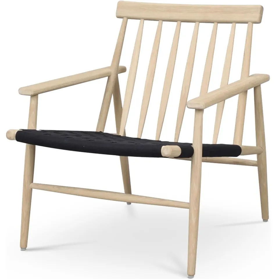 Rowico Home Canwood houten fauteuil whitewash - zwarte zitting Bruin
