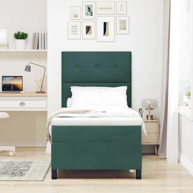 vidaXL LED Box Spring Bed Donkergroen 80 x 200 cm Fluweel