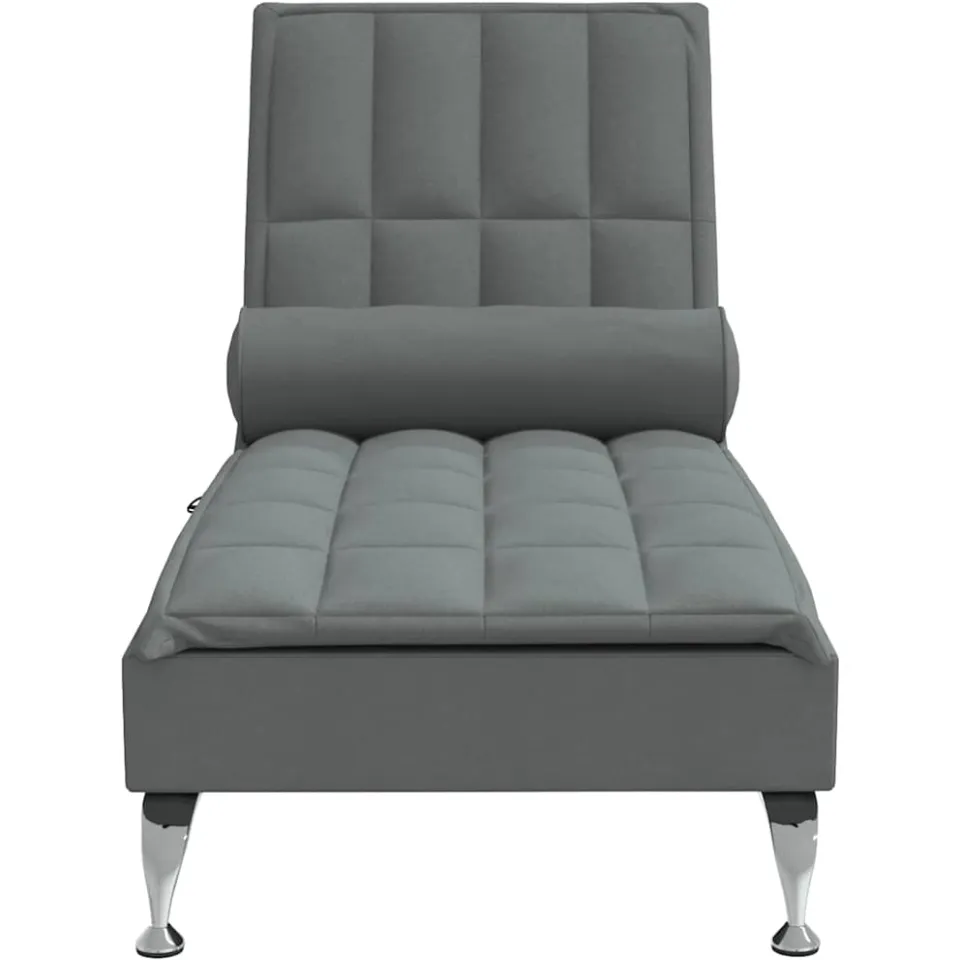 vidaXL Massage chaise longue met bolster stof donkergrijs grijs, foto 4