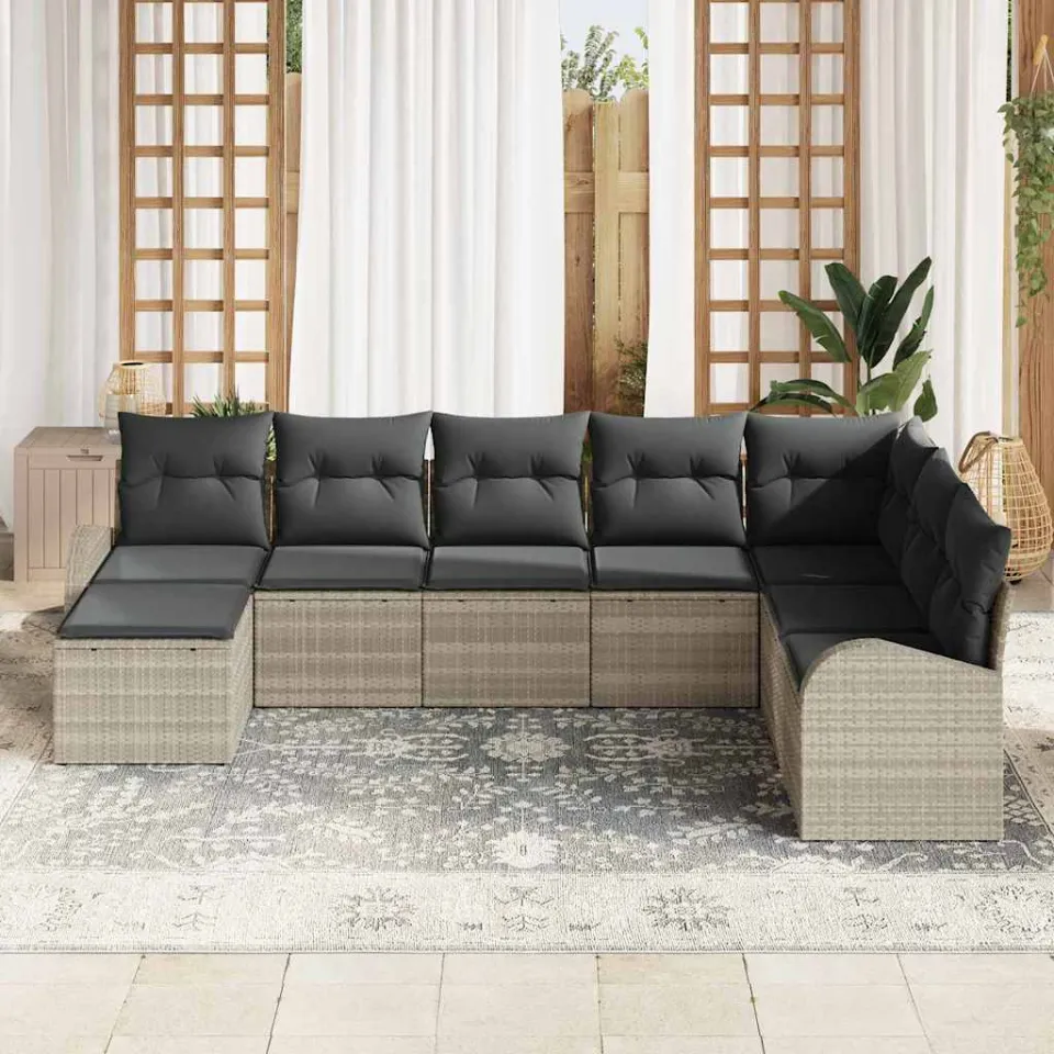 vidaXL Tuin Sofa Set 8 st Lichtgrijs [Synthetisch]: Poly Rattan, foto 3