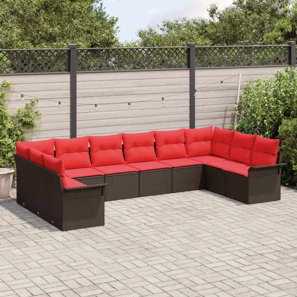 vidaXL Tuin Sofa Set 10 st Bruin poly rattan, foto 3