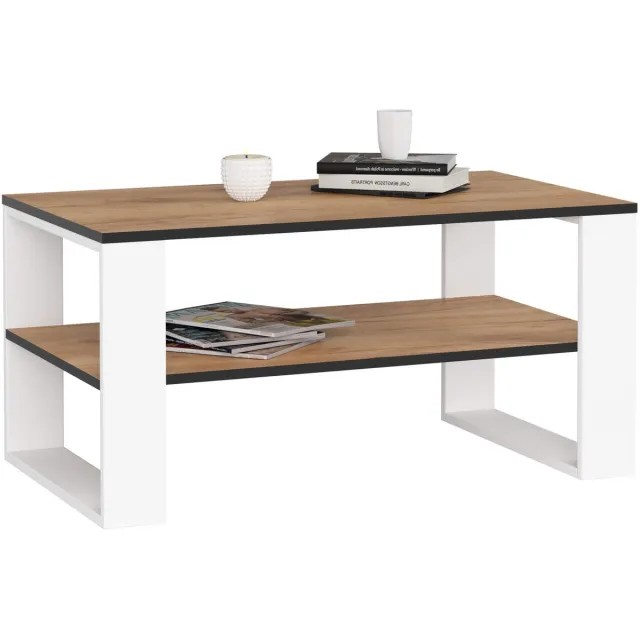 Akord Salontafel Koffietafel ALEX / Wit - Craft Eik / 92x45x53 cm