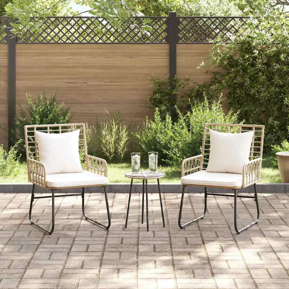 vidaXL Tuin eettafelset 3 st Bruin en Crème poly rattan, foto 3