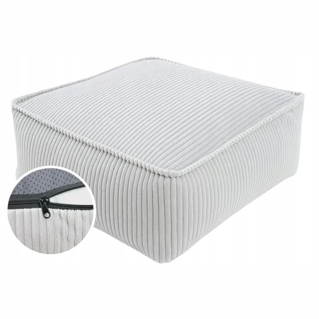Syma Moderne Grijze Plofzak Poef 50x50 cm - Comfortabele Voetenbank Grijs