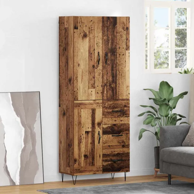 vidaXL Hoge kast 2 st Oudhout 69,5 x 34 x 180 cm Bewerkt hout bruin, foto 2
