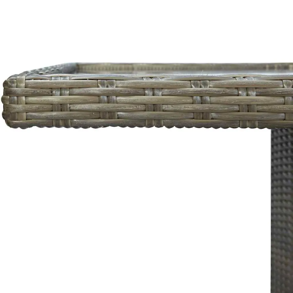 vidaXL Tuintafel poly rattan en gehard glas bruin, foto 3