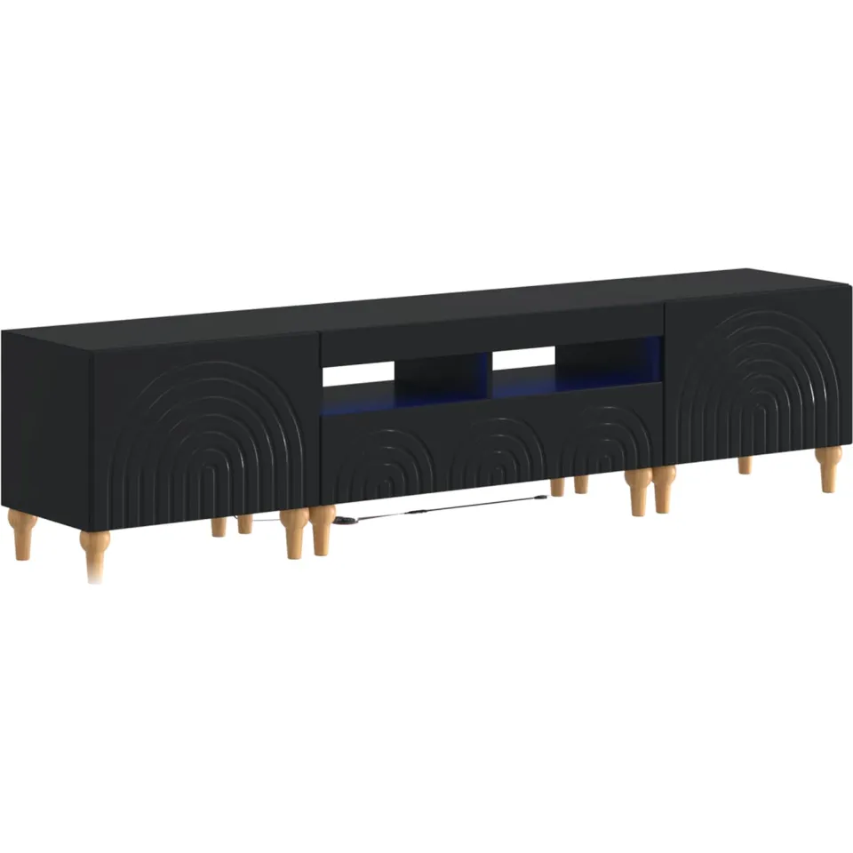 vidaXL 3-delige LED TV-kast Zwart Bewerkt hout