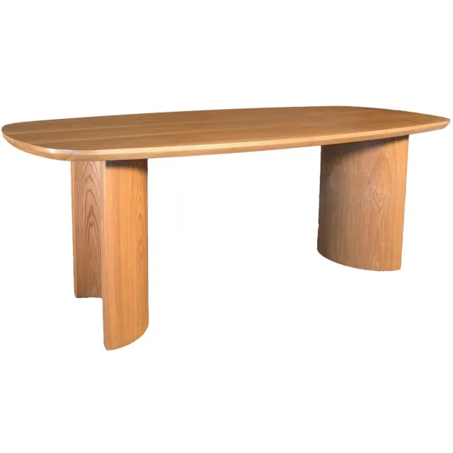 Lizzely Garden & Living Eettafel Japandi Lennox deens ovaal 210cm bruin fineer ovale tafel eetkamer japanse stijl tafel