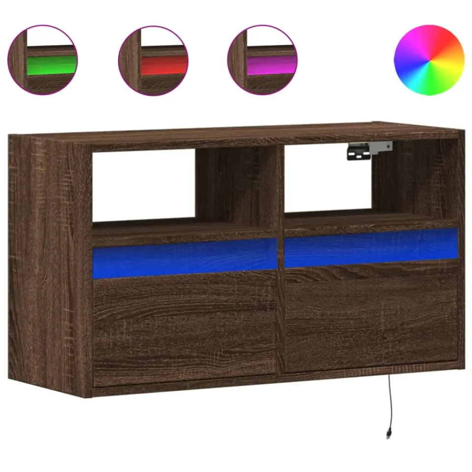 vidaXL Tv-wandmeubel met LED-verlichting 80x31x45 cm bruin eikenkleur