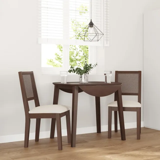 vidaXL Eetkamerstoelen met kussens 2 st massief hout rubber bruin