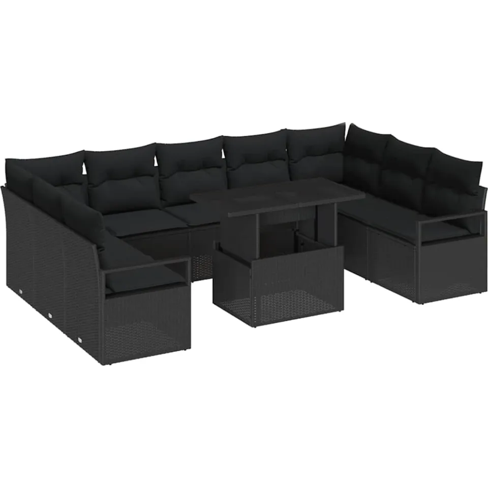 vidaXL Tuin Sofa Set 10 st Zwart Poly riet