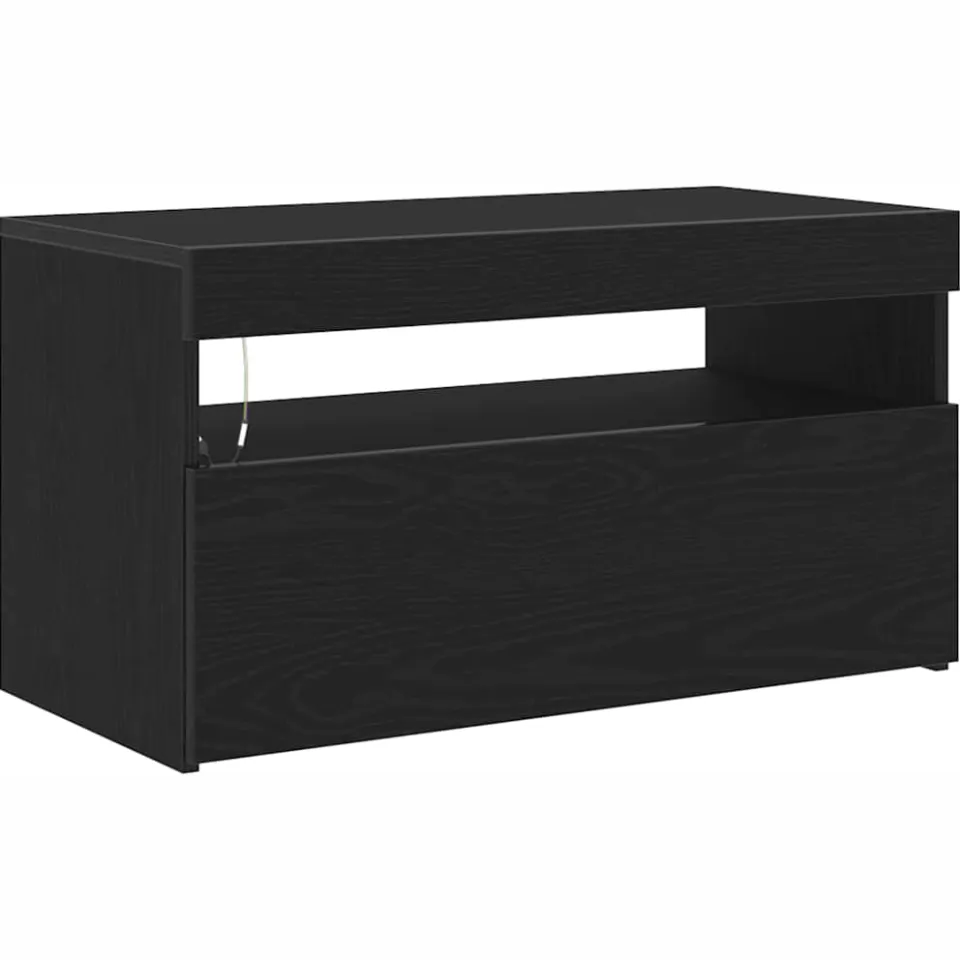 vidaXL TV-kast 75 x 35 x 40 cm Zwart Eiken Bewerkt hout, foto 3