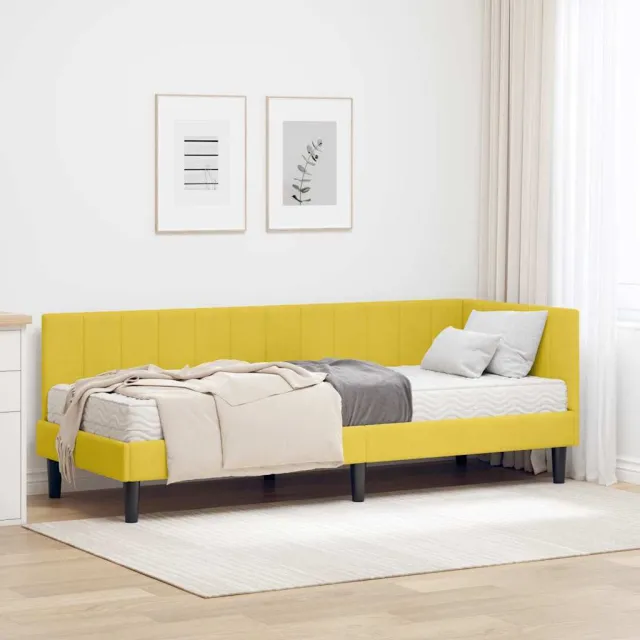 vidaXL Hoekbedframe met Matras 2 st Geel 80 x 200 cm Fluweel